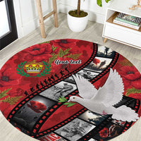 Personalised Tonga ANZAC 1915-2026 Filmstrip Round Carpet Lest We Forget 25 April LT9 Red - Polynesian Pride