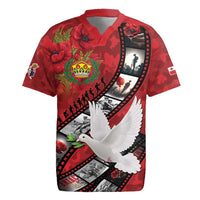 Personalised Tonga ANZAC 1915-2026 Filmstrip Rugby Jersey Lest We Forget 25 April LT9 Red - Polynesian Pride