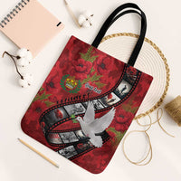 Personalised Tonga ANZAC 1915-2026 Filmstrip Tote Bag Lest We Forget 25 April LT9 Black Strap One Size Red - Polynesian Pride