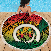 Personalised Vanuatu Yumi 44th Indipendens Dei Beach Blanket Vanuatuan Broad Tusk with Polynesian Tribal LT9 - Polynesian Pride