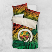 Personalised Vanuatu Yumi 44th Indipendens Dei Bedding Set Vanuatuan Broad Tusk with Polynesian Tribal LT9 US Twin 172cm x 218cm Reggae - Polynesian Pride