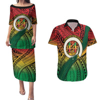 Personalised Vanuatu Yumi 44th Indipendens Dei Couples Matching Puletasi and Hawaiian Shirt Vanuatuan Broad Tusk with Polynesian Tribal LT9 Reggae - Polynesian Pride