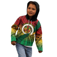 Personalised Vanuatu Yumi 44th Indipendens Dei Kid Hoodie Vanuatuan Broad Tusk with Polynesian Tribal