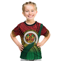 Personalised Vanuatu Yumi 44th Indipendens Dei Kid T Shirt Vanuatuan Broad Tusk with Polynesian Tribal