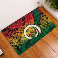 Personalised Vanuatu Yumi 44th Indipendens Dei Rubber Doormat Vanuatuan Broad Tusk with Polynesian Tribal LT9 Reggae - Polynesian Pride