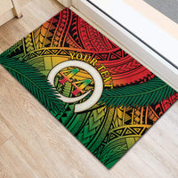 Personalised Vanuatu Yumi 44th Indipendens Dei Rubber Doormat Vanuatuan Broad Tusk with Polynesian Tribal LT9 - Polynesian Pride