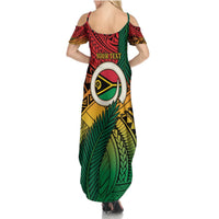 Personalised Vanuatu Yumi 44th Indipendens Dei Summer Maxi Dress Vanuatuan Broad Tusk with Polynesian Tribal LT9 - Polynesian Pride
