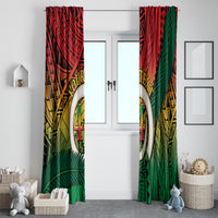 Personalised Vanuatu Yumi 44th Indipendens Dei Window Curtain Vanuatuan Broad Tusk with Polynesian Tribal LT9 - Polynesian Pride