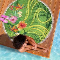 Polynesian Tribal Flower Tattoo Beach Blanket Special Lime Green Vibe LT9 - Polynesian Pride