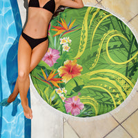Polynesian Tribal Flower Tattoo Beach Blanket Special Lime Green Vibe LT9 - Polynesian Pride