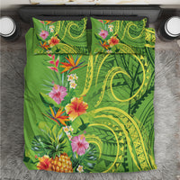 Polynesian Tribal Flower Tattoo Bedding Set Special Lime Green Vibe LT9 Lime Green - Polynesian Pride