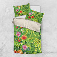 Polynesian Tribal Flower Tattoo Bedding Set Special Lime Green Vibe LT9 US Twin 172cm x 218cm Lime Green - Polynesian Pride