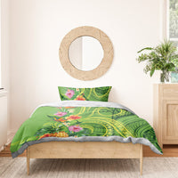 Polynesian Tribal Flower Tattoo Bedding Set Special Lime Green Vibe LT9 - Polynesian Pride