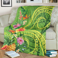 Polynesian Tribal Flower Tattoo Blanket Special Lime Green Vibe LT9 - Polynesian Pride