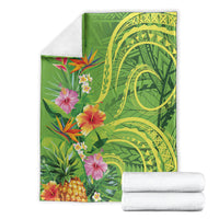 Polynesian Tribal Flower Tattoo Blanket Special Lime Green Vibe LT9 - Polynesian Pride