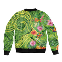 Polynesian Tribal Flower Tattoo Bomber Jacket Special Lime Green Vibe LT9 - Polynesian Pride