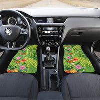 Polynesian Tribal Flower Tattoo Car Mats Special Lime Green Vibe LT9 Set 2pcs - Front Lime Green - Polynesian Pride
