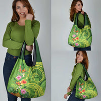 Polynesian Tribal Flower Tattoo Grocery Bag Special Lime Green Vibe LT9 - Polynesian Pride