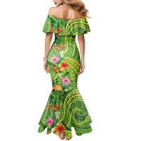 Polynesian Tribal Flower Tattoo Mermaid Dress Special Lime Green Vibe LT9 - Polynesian Pride