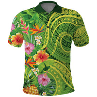 Polynesian Tribal Flower Tattoo Polo Shirt Special Lime Green Vibe