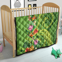 Polynesian Tribal Flower Tattoo Quilt Special Lime Green Vibe