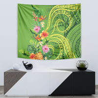 Polynesian Tribal Flower Tattoo Tapestry Special Lime Green Vibe LT9 - Polynesian Pride