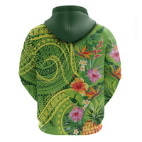 Polynesian Tribal Flower Tattoo Zip Hoodie Special Lime Green Vibe