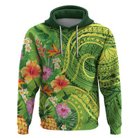 Polynesian Tribal Flower Tattoo Zip Hoodie Special Lime Green Vibe