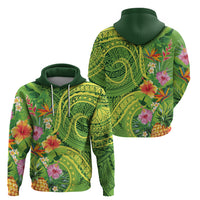 Polynesian Tribal Flower Tattoo Zip Hoodie Special Lime Green Vibe