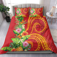 Polynesian Tribal Flower Tattoo Bedding Set Special Vermilion Vibe LT9 - Polynesian Pride