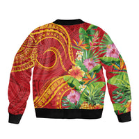 Polynesian Tribal Flower Tattoo Bomber Jacket Special Vermilion Vibe LT9 - Polynesian Pride