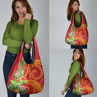 Polynesian Tribal Flower Tattoo Grocery Bag Special Vermilion Vibe LT9 - Polynesian Pride