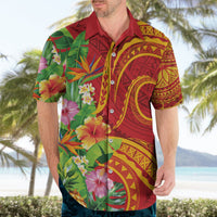 Polynesian Tribal Flower Tattoo Hawaiian Shirt Special Vermilion Vibe LT9 - Polynesian Pride