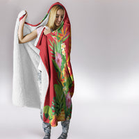 Polynesian Tribal Flower Tattoo Hooded Blanket Special Vermilion Vibe LT9 - Polynesian Pride