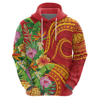 Polynesian Tribal Flower Tattoo Hoodie Special Vermilion Vibe LT9 - Polynesian Pride