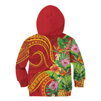 Polynesian Tribal Flower Tattoo Kid Hoodie Special Vermilion Vibe
