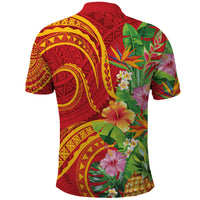 Polynesian Tribal Flower Tattoo Polo Shirt Special Vermilion Vibe