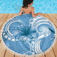 Polynesian Hibiscus Flower Tribal Beach Blanket Blue Color LT9 - Polynesian Pride