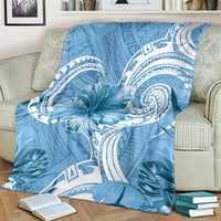 Polynesian Hibiscus Flower Tribal Blanket Blue Color LT9 - Polynesian Pride