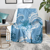 Polynesian Hibiscus Flower Tribal Blanket Blue Color LT9 - Polynesian Pride