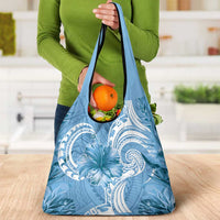 Polynesian Hibiscus Flower Tribal Grocery Bag Blue Color LT9 - Polynesian Pride