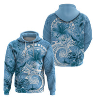 Polynesian Hibiscus Flower Tribal Hoodie Blue Color LT9 - Polynesian Pride