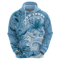 Polynesian Hibiscus Flower Tribal Hoodie Blue Color LT9 - Polynesian Pride