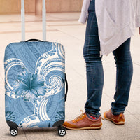 Polynesian Hibiscus Flower Tribal Luggage Cover Blue Color