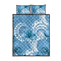 Polynesian Hibiscus Flower Tribal Quilt Bed Set Blue Color LT9 - Polynesian Pride