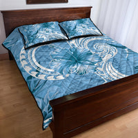 Polynesian Hibiscus Flower Tribal Quilt Bed Set Blue Color LT9 - Polynesian Pride