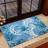 Polynesian Hibiscus Flower Tribal Rubber Doormat Blue Color LT9 - Polynesian Pride