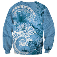 Polynesian Hibiscus Flower Tribal Sweatshirt Blue Color LT9 - Polynesian Pride