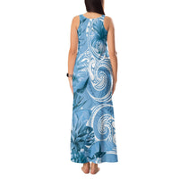 Polynesian Hibiscus Flower Tribal Tank Maxi Dress Blue Color LT9 - Polynesian Pride