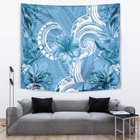 Polynesian Hibiscus Flower Tribal Tapestry Blue Color LT9 Blue - Polynesian Pride